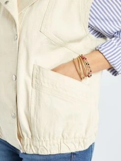 Chaqueta Ligera Sin Mangas De Tejido Vaquero - BEIGE -Zalaris Tienda chaqueta ligera sin mangas de tejido vaquero beige aeo84 1 frb6