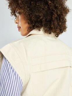 Chaqueta Ligera Sin Mangas De Tejido Vaquero - BEIGE -Zalaris Tienda chaqueta ligera sin mangas de tejido vaquero beige aeo84 1 frb7