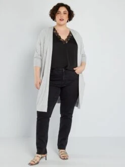 Chaqueta Midi De Punto - GRIS -Zalaris Tienda chaqueta midi de punto gris aet37 2 frb2