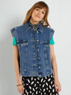 Chaqueta Vaquera Ancha Sin Mangas - AZUL