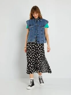 Chaqueta Vaquera Ancha Sin Mangas - AZUL -Zalaris Tienda chaqueta vaquera ancha sin mangas azul zr295 1 frb3