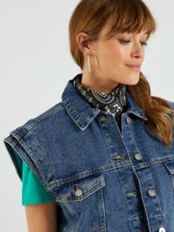 Chaqueta Vaquera Ancha Sin Mangas - AZUL -Zalaris Tienda chaqueta vaquera ancha sin mangas azul zr295 1 frb4