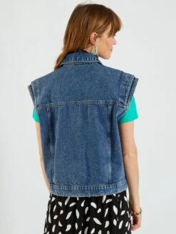 Chaqueta Vaquera Ancha Sin Mangas - AZUL -Zalaris Tienda chaqueta vaquera ancha sin mangas azul zr295 1 frb5