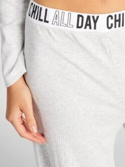 Conjunto De Pijama Con Camiseta + Pantalón - 2 Piezas - GRIS_ -Zalaris Tienda conjunto de pijama con camiseta pantalon 2 piezas gris aud04 1 frb5