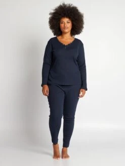 Conjunto De Pijama Con Camiseta + Pantalón - 2 piezas - Azul