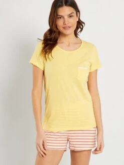 Conjunto De Pijama Corto - 2 Piezas - Amarillo