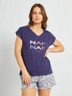 Conjunto De Pijama Corto - 2 Piezas - Azul Marino -Zalaris Tienda conjunto de pijama corto 2 piezas azul marino zt085 1 frb3