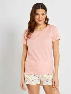 Conjunto De Pijama Corto - 2 Piezas - Naranja