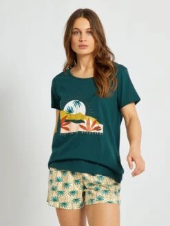 Conjunto De Pijama Corto - 2 Piezas - Verde