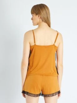 Conjunto De Pijama Corto Con Encaje - 2 Piezas - Camello -Zalaris Tienda conjunto de pijama corto con encaje 2 piezas camello ala46 1 frb4