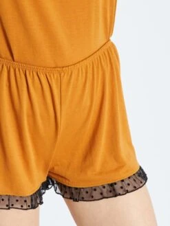 Conjunto De Pijama Corto Con Encaje - 2 Piezas - Camello -Zalaris Tienda conjunto de pijama corto con encaje 2 piezas camello ala46 1 frb5