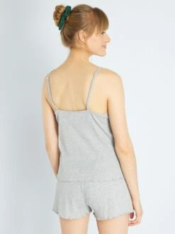 Conjunto De Pijama Corto De Punto De Canalé - 2 Piezas - Blanco -Zalaris Tienda conjunto de pijama corto de punto de canale 2 piezas blanco ala64 1 frb2