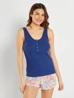 Conjunto De Pijama Corto Estampado - 2 Piezas - Azul -Zalaris Tienda conjunto de pijama corto estampado 2 piezas azul ala57 2 frb3