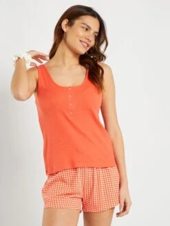 Conjunto De Pijama Corto Estampado - 2 Piezas - Naranja -Zalaris Tienda conjunto de pijama corto estampado 2 piezas naranja ala57 3 frb3