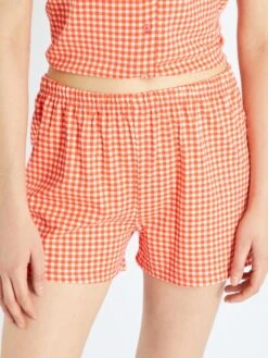 Conjunto De Pijama Corto Estampado 'vichy' - 2 Piezas - Rojo -Zalaris Tienda conjunto de pijama corto estampado vichy 2 piezas rojo ala94 1 frb3