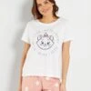 Conjunto De Pijama Corto 'Los Aristogatos' - 2 Piezas - Blanco/rosa -Zalaris Tienda conjunto de pijama corto los aristogatos 2 piezas blancorosa acp04 1 frb1