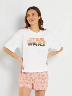 Conjunto De Pijama Corto 'Star Wars' - 2 Piezas - BLANCO -Zalaris Tienda conjunto de pijama corto star wars 2 piezas blanco zs156 1 frb4