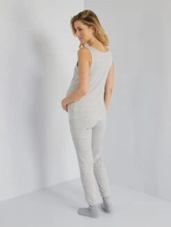 Conjunto De Pijama De Canalé Premamá - 2 Piezas - GRIS -Zalaris Tienda conjunto de pijama de canale premama 2 piezas gris zn998 2 frb3