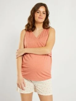 Conjunto De Pijama De Premamá - 2 Piezas - BEIGE