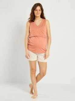 Conjunto De Pijama De Premamá - 2 Piezas - BEIGE -Zalaris Tienda conjunto de pijama de premama 2 piezas beige ajl36 2 frb3