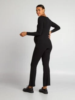 Conjunto De Premamá Con Camiseta + Pantalón De Canalé - Negro -Zalaris Tienda conjunto de premama con camiseta pantalon de canale negro alh77 2 frb3