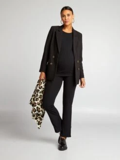 Conjunto De Premamá Con Camiseta + Pantalón De Canalé - Negro -Zalaris Tienda conjunto de premama con camiseta pantalon de canale negro alh77 2 frb4