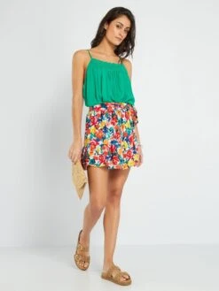 Falda Corta Con Cinturón Anudable 'JDY' - ROJO