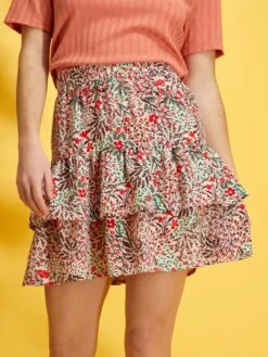 Falda Corta Con Volante - ROSA