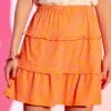 Falda Corta De Punto Gofrado - NARANJA -Zalaris Tienda falda corta de punto gofrado naranja zs900 1 frb1