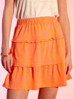 Falda Corta De Punto Gofrado - NARANJA -Zalaris Tienda falda corta de punto gofrado naranja zs900 1 frb5