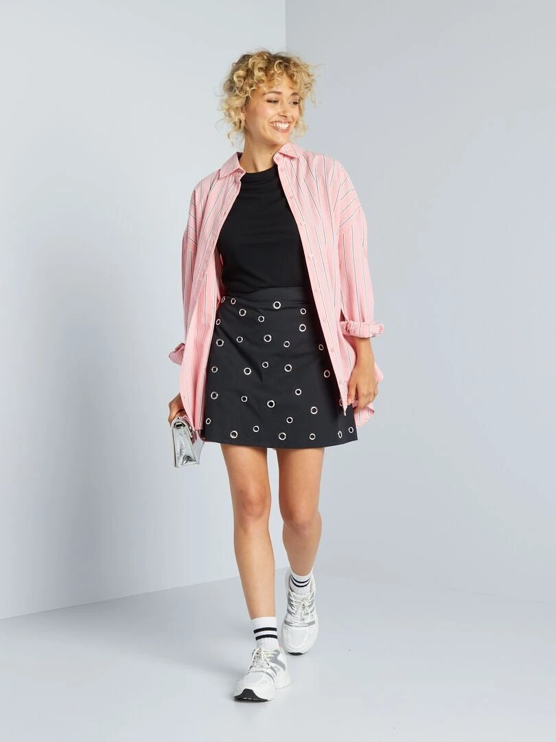 Falda Corta De Sarga - Negro 4 Falda Corta De Sarga - Negro - Imagen 2