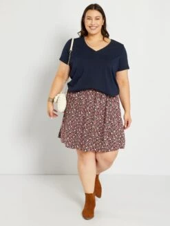 Falda Corta 'floral' - ROSA