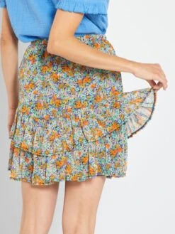 Falda Corta 'flores' Evasé - PURPURA -Zalaris Tienda falda corta flores evase purpura zh699 1 frb3