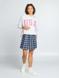 Falda Corta Plisada - AZUL NEGRO