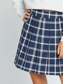 Falda Corta Plisada - AZUL NEGRO -Zalaris Tienda falda corta plisada azul negro ael94 3 frb5