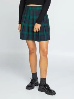 Falda Corta Plisada - CHEQUE GREE -Zalaris Tienda falda corta plisada cheque gree ael94 1 frb3