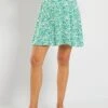 Falda Corta Vaporosa Con Estampado De Fantasía - VERDE
