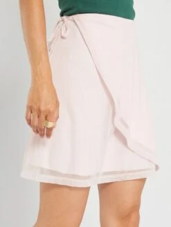 Falda De Gasa De Tiro Alto - Rosa -Zalaris Tienda falda de gasa de tiro alto rosa arr09 2 frb4