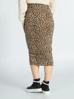 Falda De Tubo Con Motivo - MARRON -Zalaris Tienda falda de tubo con motivo marron ajo36 1 frb3