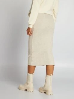 Falda De Tubo Premamá De Punto De Canalé - BEIGE -Zalaris Tienda falda de tubo premama de punto de canale beige ajo38 1 frb3