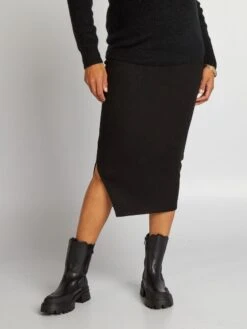 Falda De Tubo Premamá De Punto De Canalé - Negro