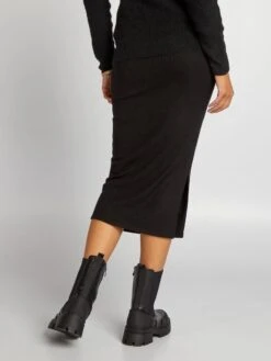Falda De Tubo Premamá De Punto De Canalé - Negro -Zalaris Tienda falda de tubo premama de punto de canale negro ajo38 2 frb3