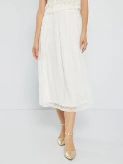 Falda Larga De Encaje - Blanco