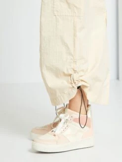 Falda Larga De Tela Parachute - BEIGE -Zalaris Tienda falda larga de tela parachute beige ail25 1 frb4