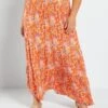 Falda Larga Estampada Con Capas - NARANJA 1 Falda Larga Estampada Con Capas - NARANJA -Zalaris Tienda falda larga estampada con capas naranja aer28 2 frb1