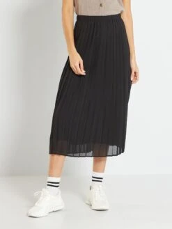 Falda Larga Plisada - Negro 6 Falda Larga Plisada - Negro -Zalaris Tienda falda larga plisada negro yt492 9 frb2