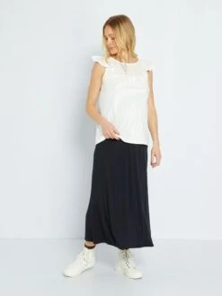 Falda Larga Premamá 2 En 1 - Negro