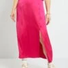 Falda Larga Satinada - Rosa Indio