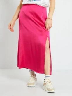 Falda Larga Satinada - Rosa Indio -Zalaris Tienda falda larga satinada rosa indio ack12 3 frb4