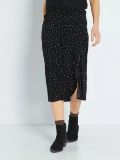 Falda Midi Con Abertura Premamá - NEGRO